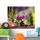 Purple Orchid, Bamboo, Black Stones on Table Wall Decal