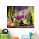 Purple Orchid, Bamboo, Black Stones on Table Wall Decal