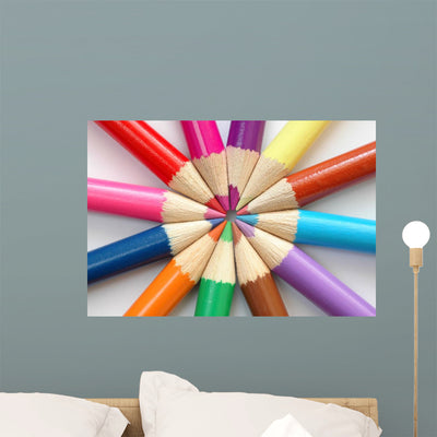 Colored Pencils Wall Decal shown on a wall