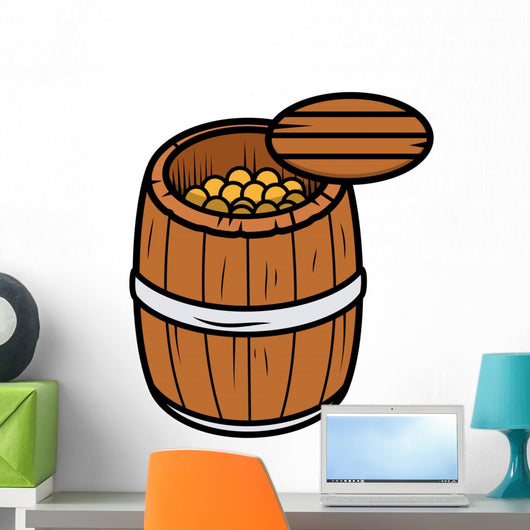 Old Wood Barrel Filled Wall Decal