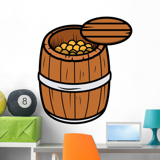 Old Wood Barrel Filled Wall Decal