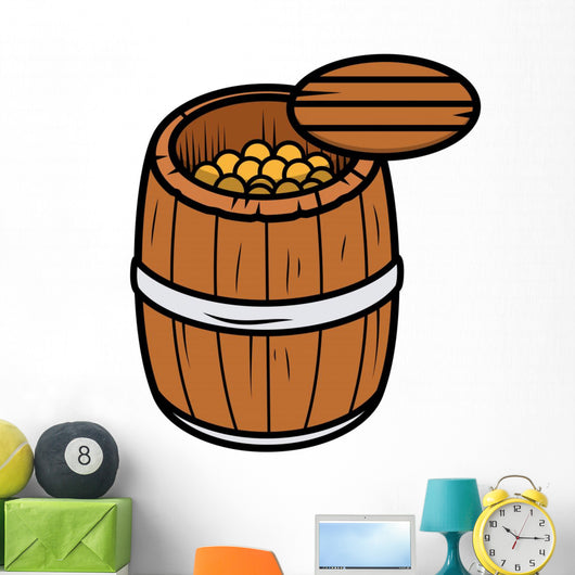 Old Wood Barrel Filled Wall Decal