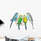 Four Budgie Parakeets Wall Decal