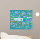 Blue Fitness Word Art Wall Decal