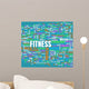 Blue Fitness Word Art Wall Decal