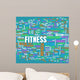 Blue Fitness Word Art Wall Decal