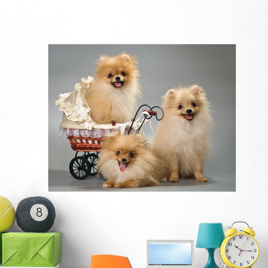 Three Puppies with Sidecar Wall Decal