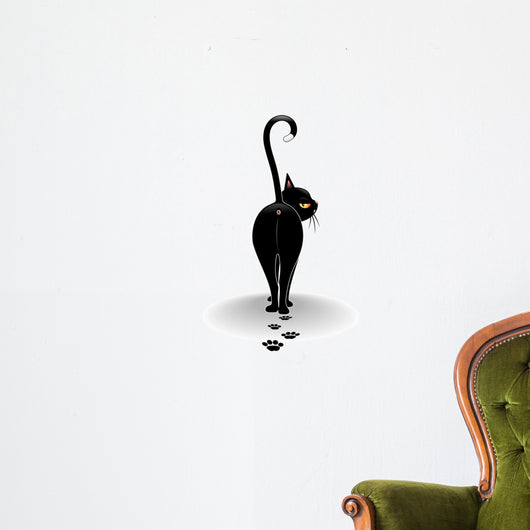 Disdainful Black Cat Cartoon Wall Decal