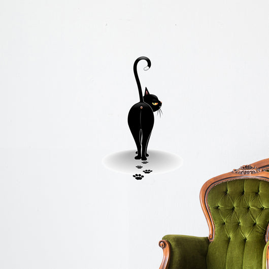 Disdainful Black Cat Cartoon Wall Decal