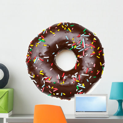 Tasty Chocolate Donut Wall Decal shown on a wall
