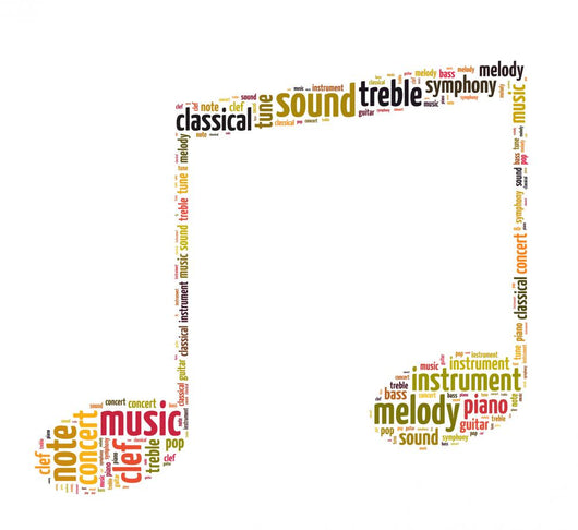 Yellow Eighth Note Music Symbol Word Art Wall Decal