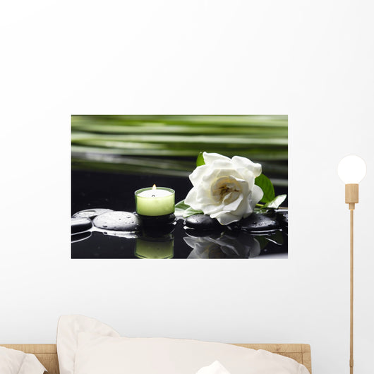 Gardenia Flower and Candle Wall Decal