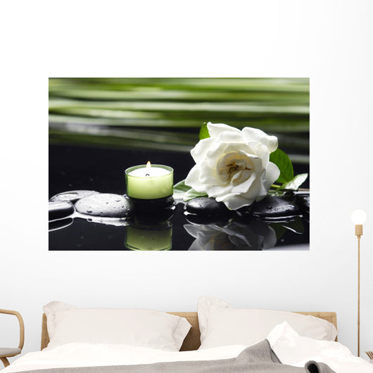Gardenia Flower and Candle Wall Decal