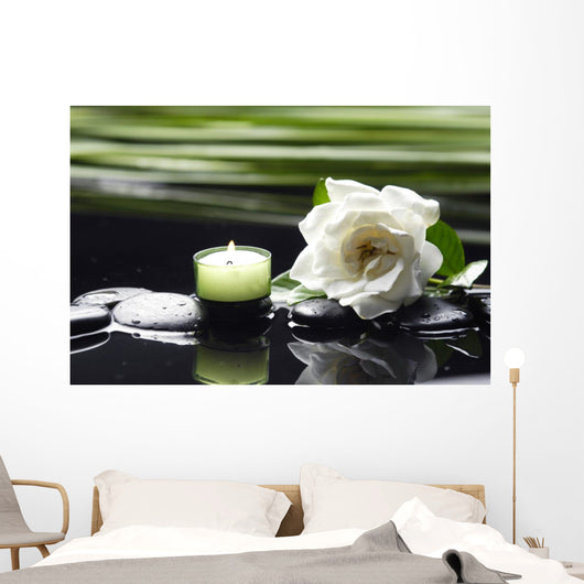 Gardenia Flower and Candle Wall Decal