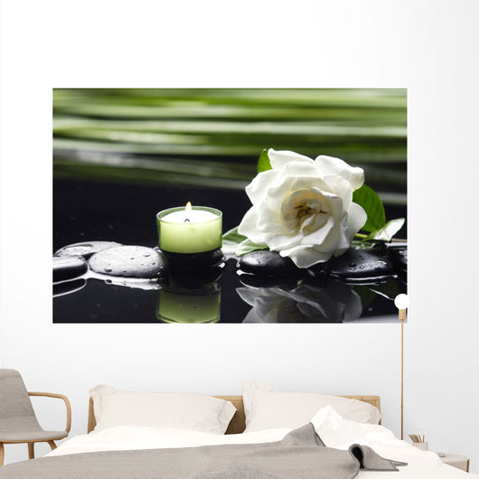 Gardenia Flower and Candle Wall Decal