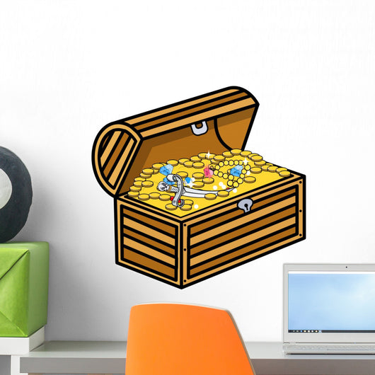 Treasure Box Cartoon Vector Wall Decal