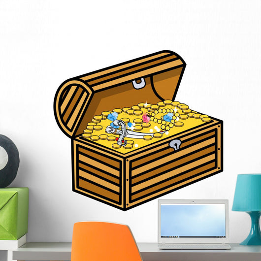 Treasure Box Cartoon Vector Wall Decal
