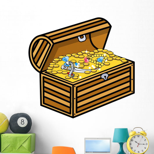 Treasure Box Cartoon Vector Wall Decal