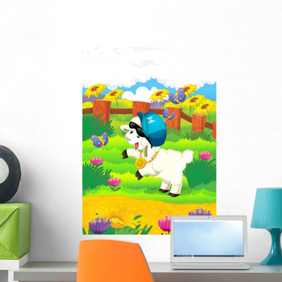 Cartoon Sheep in Hip Hop Wear Wall Decal shown on a wall