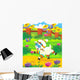 Cartoon Sheep in Eighties Wear Wall Decal