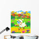 Cartoon Sheep in Eighties Wear Wall Decal