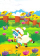Cartoon Sheep in Eighties Wear Wall Decal