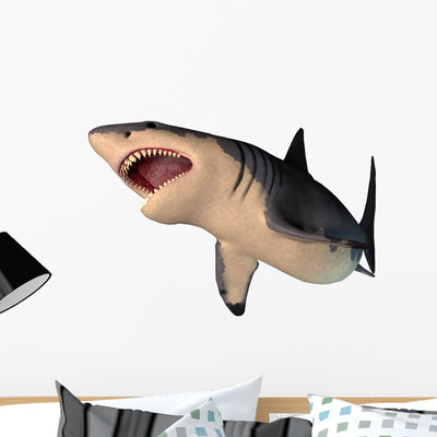 Megalodon Shark Wall Decal shown on a wall