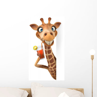 CG Giraffe Drinking Sweat Tea Wall Decal shown on a wall