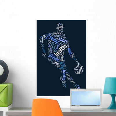 Words Illustration Man Playing Wall Decal shown on a wall
