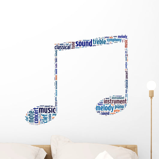 Blue Eighth Note Music Symbol Word Art Wall Decal