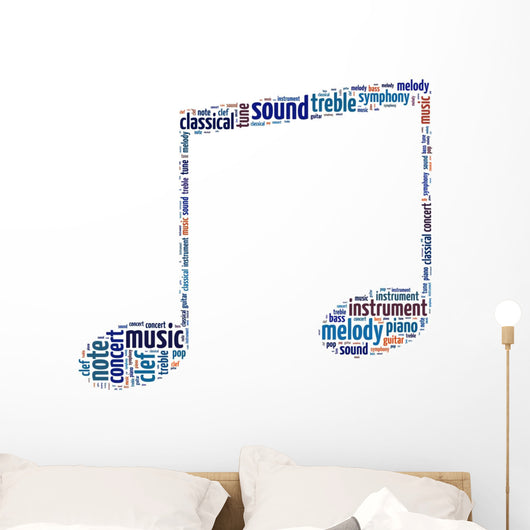 Blue Eighth Note Music Symbol Word Art Wall Decal