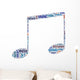 Blue Eighth Note Music Symbol Word Art Wall Decal