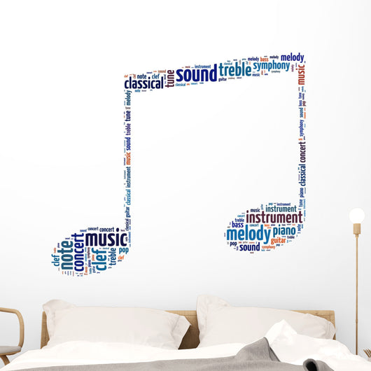 Blue Eighth Note Music Symbol Word Art Wall Decal