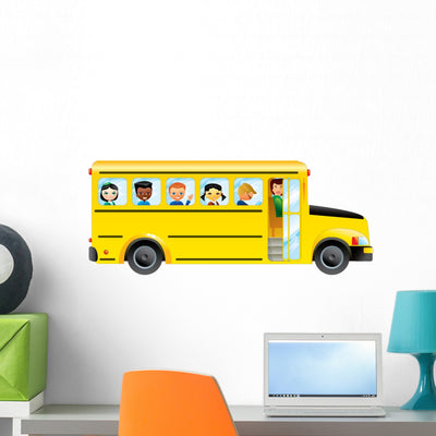 School Bus North America Wall Decal shown on a wall