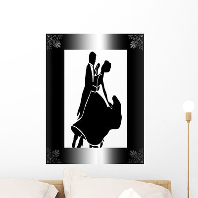 Ballroom Dancers Framed Wall Decal shown on a wall
