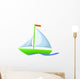 Illustration Green Floating Boat Wall Decal