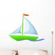 Illustration Green Floating Boat Wall Decal