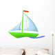 Illustration Green Floating Boat Wall Decal