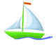 Illustration Green Floating Boat Wall Decal