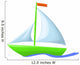 Illustration Green Floating Boat Wall Decal