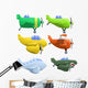 Illustration Set Six Different Wall Decal