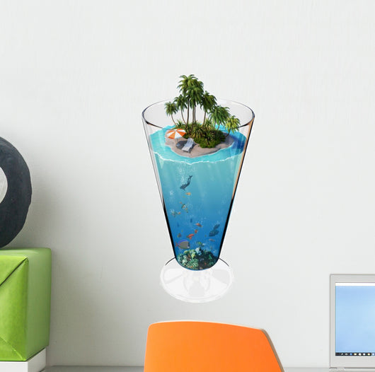 Tropical Island Glass Wall Decal