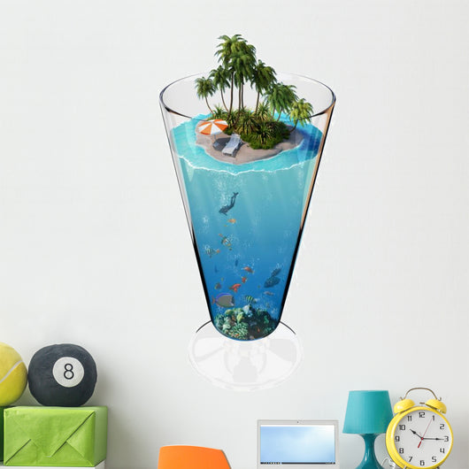 Tropical Island Glass Wall Decal