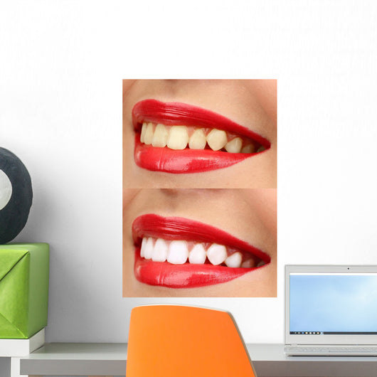 Women Smile with Teeth - Red Lipstick Wall Decal