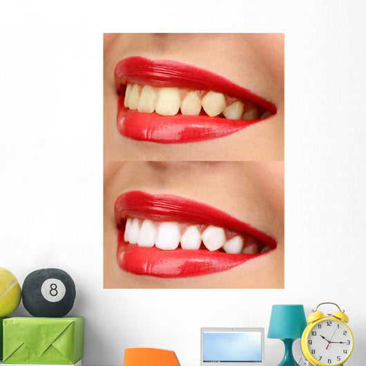 Women Smile with Teeth - Red Lipstick Wall Decal
