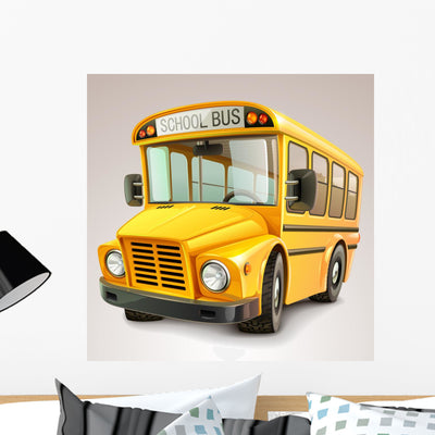 School Bus Vector Illustration Wall Decal shown on a wall