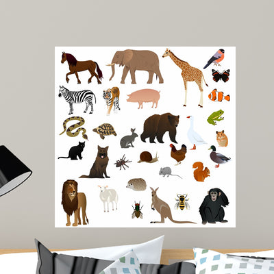 Animals 2 Wall Decal shown on a wall