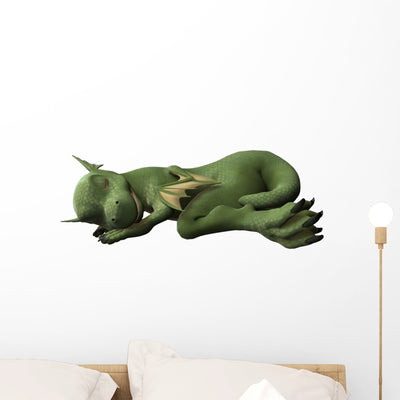 Sleeping Dragon Wall Decal shown on a wall