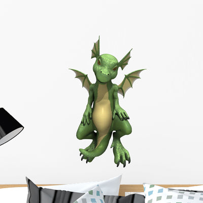 Cute Dragon Wall Decal shown on a wall