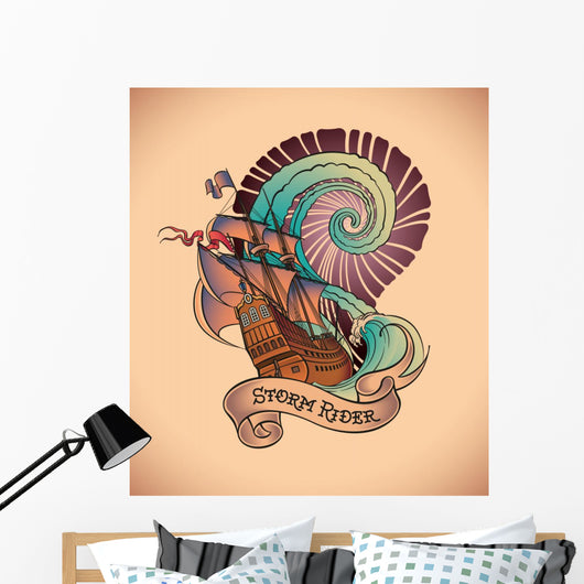 Old-school Tattoo Storm Rider Wall Decal
